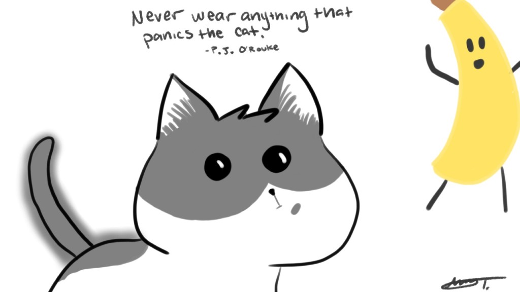 Never wear anything that panics the cat. - P.J. O'Rouke